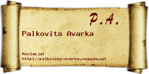 Palkovits Avarka névjegykártya